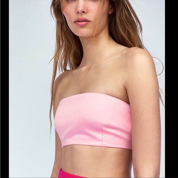 Zara NWT Cropped Bandeau Top Pink Size M Limited Edition Bloggers Fav - Picture 5 of 10